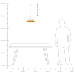Lampada a sospensione da soffitto a 1 luce bianca con paralume rotondo in alluminio lucido da cucina moderna
