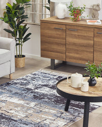 Tappeto in poliestere Multicolore motivo astratto in cotone fatto a mano fiocchi 150 x 230 cm anticato fatto a mano con nappe