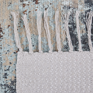 Tappeto in poliestere Multicolore motivo astratto acquerello cotone 150 x 230 cm nappe fatto a mano