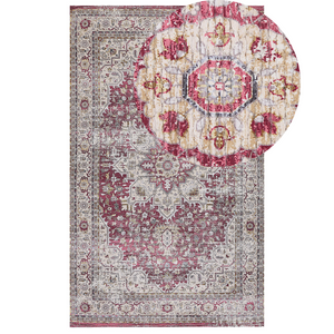 Tappeto orientale anticato soggiorno beige e rosso 150 x 230 cm