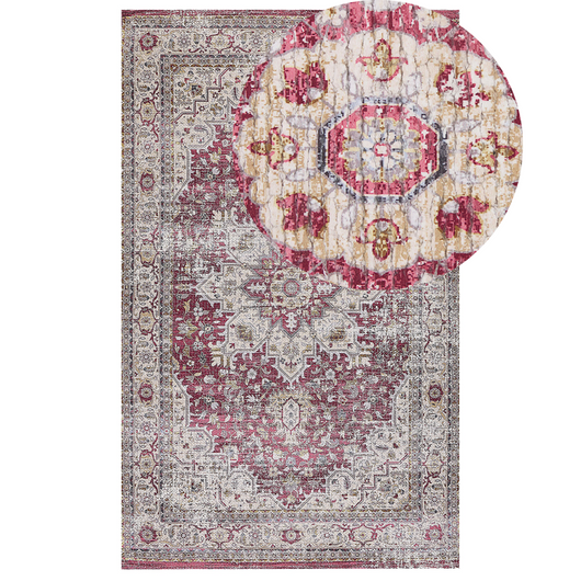 Tappeto orientale anticato soggiorno beige e rosso 150 x 230 cm