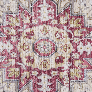 Tappeto orientale anticato soggiorno beige e rosso 140 x 200 cm