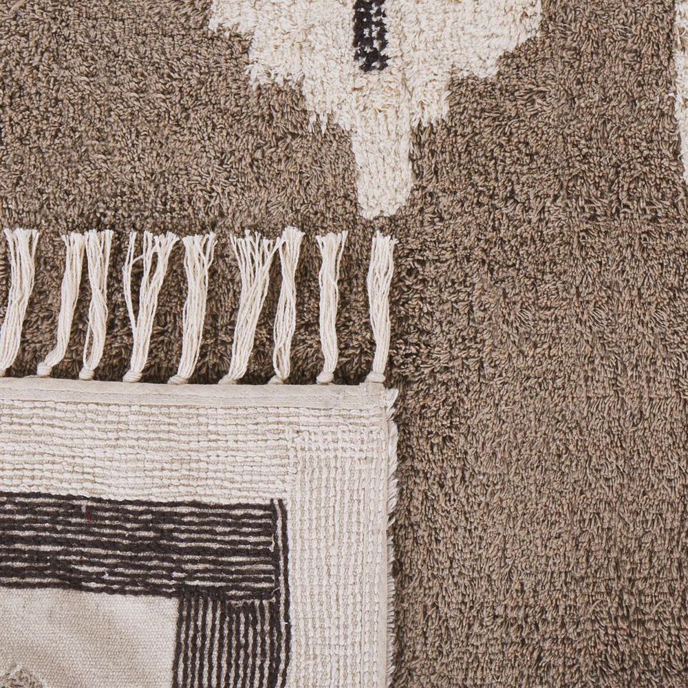 Tappeto Beige Cotone fatto a mano stile Tradizionale 140 x 200 cm