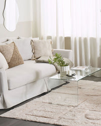 Tappeto Beige di Cotone fatto a mano morbido con motivo astratto 160 x 230 cm