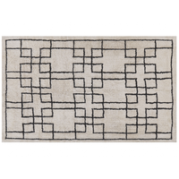 Tappeto di cotone beige scandinavo con motivo geometrico fatto a mano 140 x 200 cm