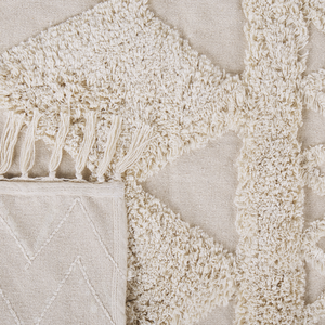 Tappeto minimalista beige in cotone con motivo geometrico 80 x 150 cm