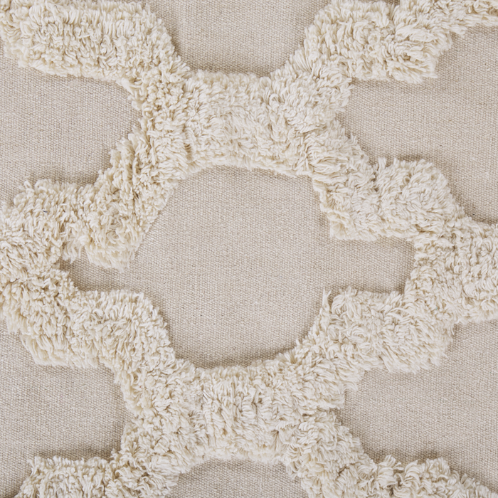 Tappeto Beige di Cotone Fatto a mano stile marocchino motivo con quadrifogli 140 x 200 cm