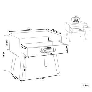 Tavolino con contenitore gambe nere in velluto a coste verde scuro 46 x 50 x 35 cm Valigia