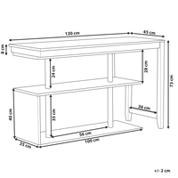 Scrivania angolare per casa e ufficio in legno chiaro e gomma bianca 120 x 45 cm piano girevole ripiani aperti stile scandinavo
