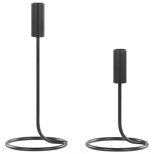 Set di 2 portacandele in ferro Nero forma rotonda moderna e minimalista decorazione candelieri