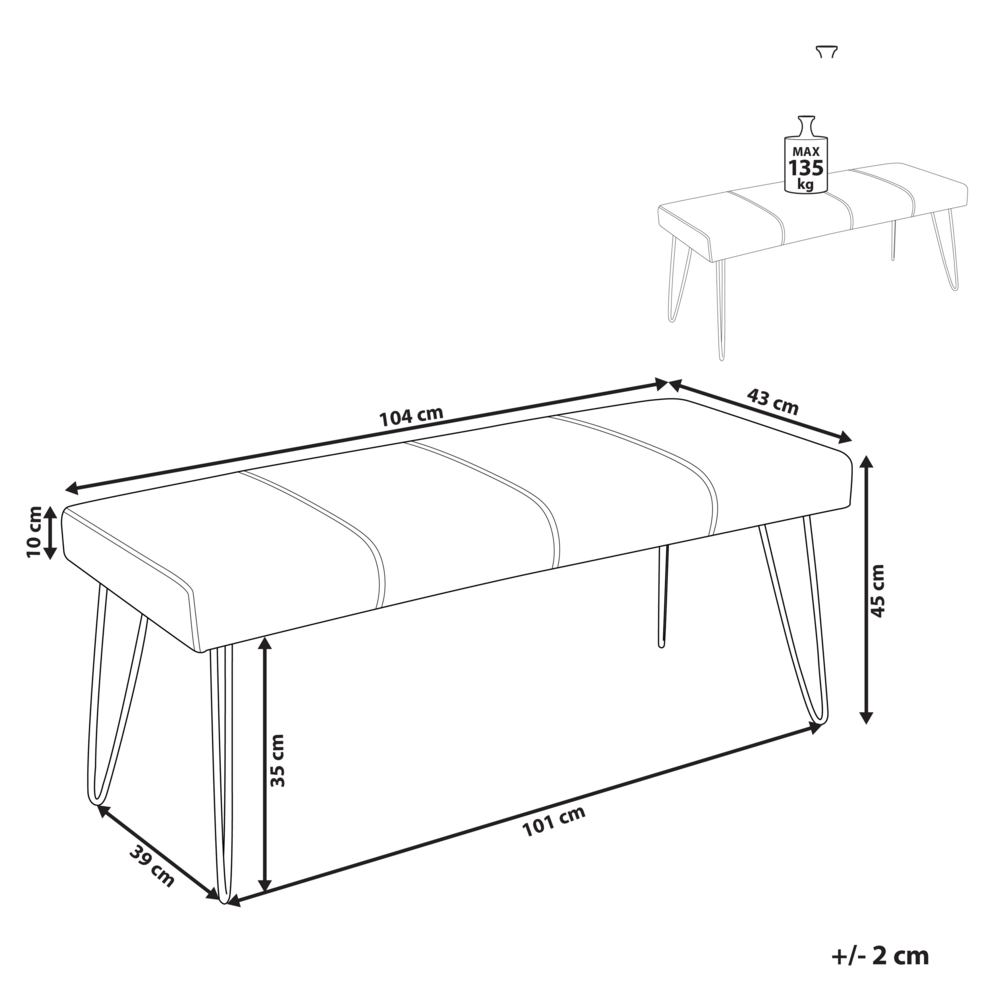 Camera Da Letto Panca Beige Ecopelle Tappezzeria Gambe In Metallo Moderne