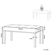 Panca rivestimento in velluto verde gambe nere 51 x 102 x 43 cm Glam