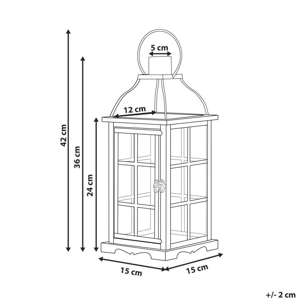 Lanterna in metallo ferro Nero 42 cm portacandele a colonna porte in vetro elemento decorativo per interni