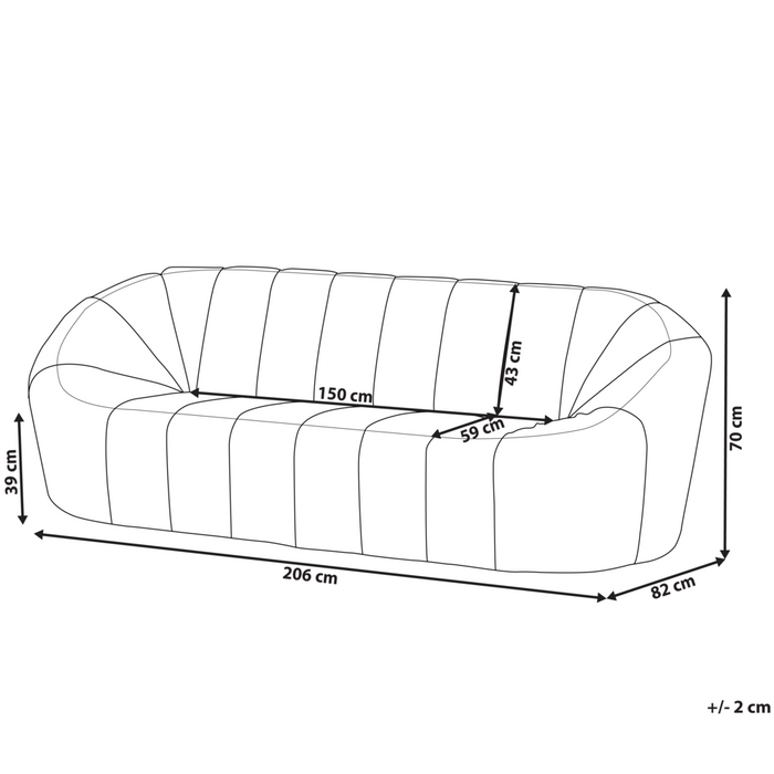 Divano in tessuto bianco 3 posti Glam senza braccioli Boucle a forma di rene con ampio schienale in tessuto testurizzato da soggiorno