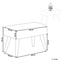 Poggiapiedi in Cotone Grigio chiaro e legno chiaro con Gambe in Legno