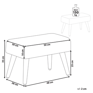 Poggiapiedi in Cotone Grigio chiaro e legno chiaro con Gambe in Legno