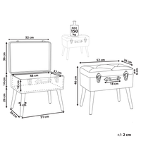 Comodino Sgabello Contenitore gambe nere imbottite in velluto a coste imbottite con design a valigia