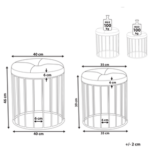 Set di 2 pouf ad incastro Seduta Verde Scuro Rivestimento in Velluto Base in Ferro Dorato Design Moderno