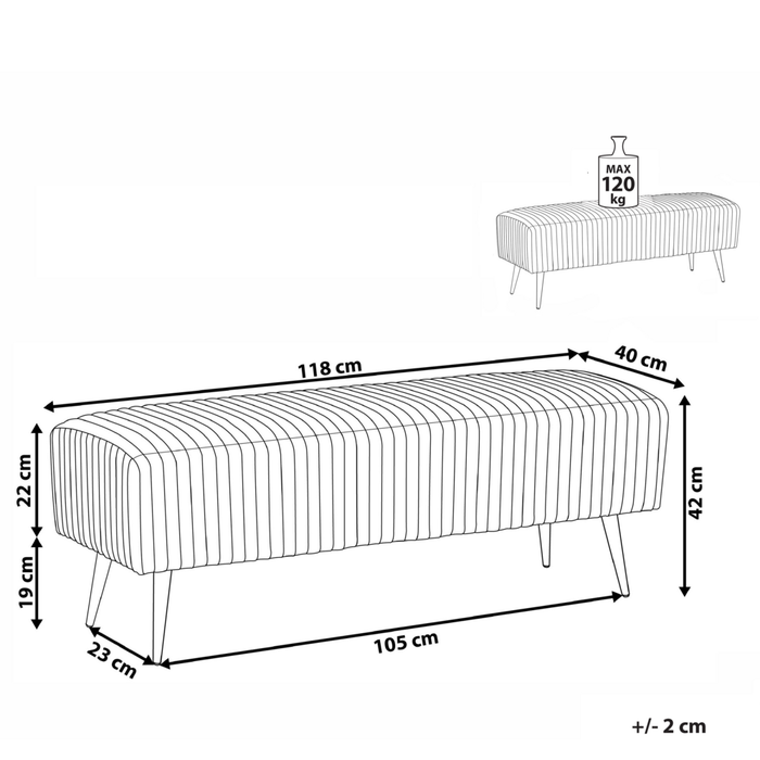 Panca Velluto Rosa Imbottito Gambe In Metallo dorato 118 cm Glamour Soggiorno Camera Da Letto Corridoio