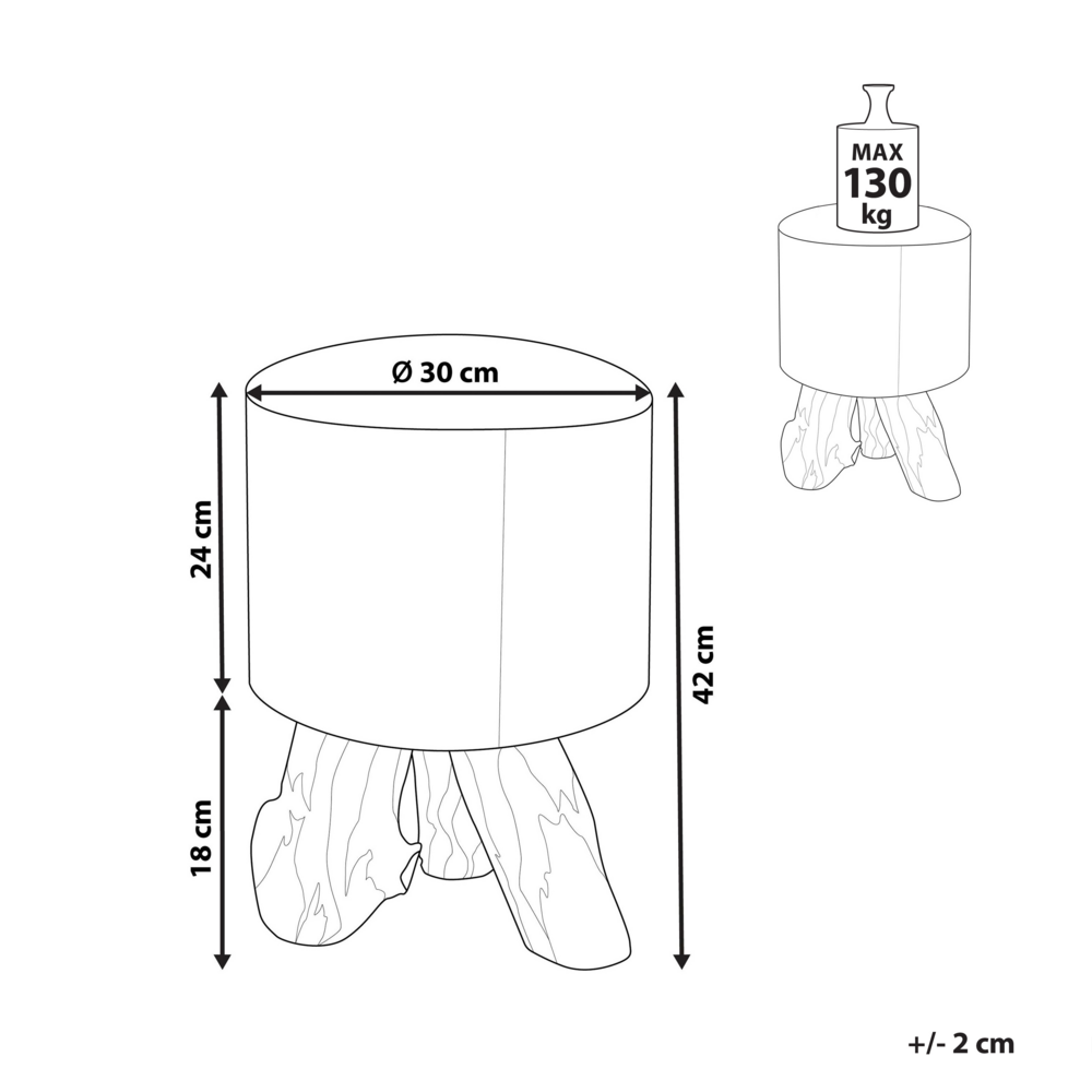 Poggiapiedi in Pelle Motivo Mucca e Legno di Teak Gambe Treppiede Rustico