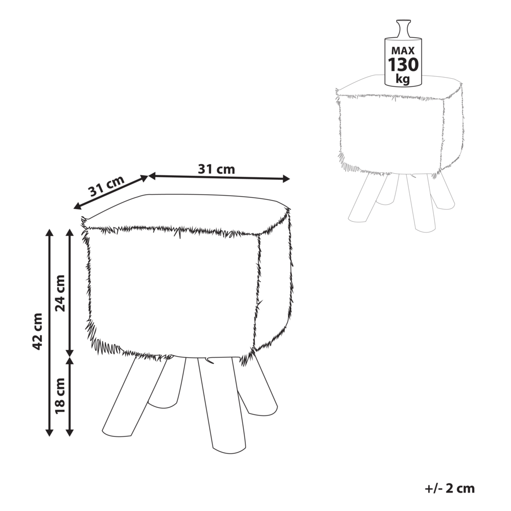 Poggiapiedi in Pelle di Agnello Stampa Di Animale Gambe in Legno