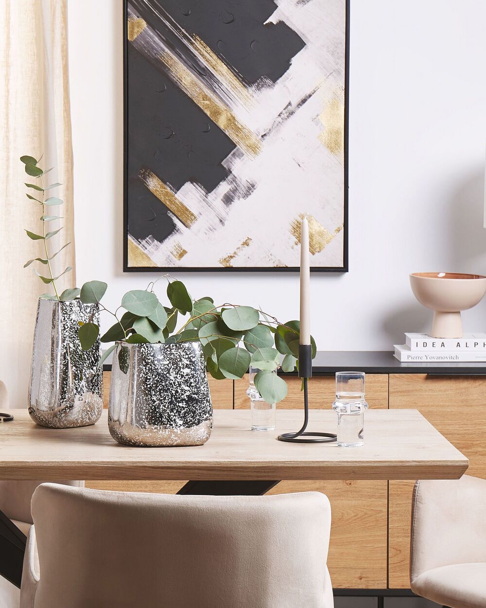 Vaso Decorativo Argento gres porcellanato 20 cm Accessorio Per La Casa Da Tavolo Pezzo Stile Glamour