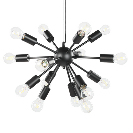 Lampada a Sospensione Metallo Nero 115 cm 15-Lampadina Apparecchio Illuminazione Ambientale Esposta