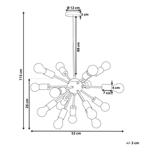 Lampada a Sospensione Metallo Nero 115 cm 15-Lampadina Apparecchio Illuminazione Ambientale Esposta