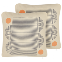 Set di 2 cuscini beige e grigio misto cotone e poliestere 45 x 45 cm decorativo morbido accessorio per la casa stampa geometrica