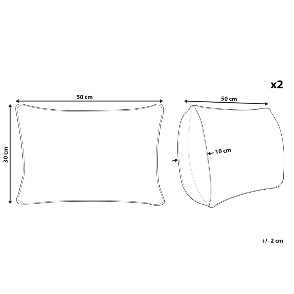 Set di 2 cuscini in tessuto bianco misto cotone e poliestere 30 x 50 cm decorativo morbido accessorio per la casa tinta unita