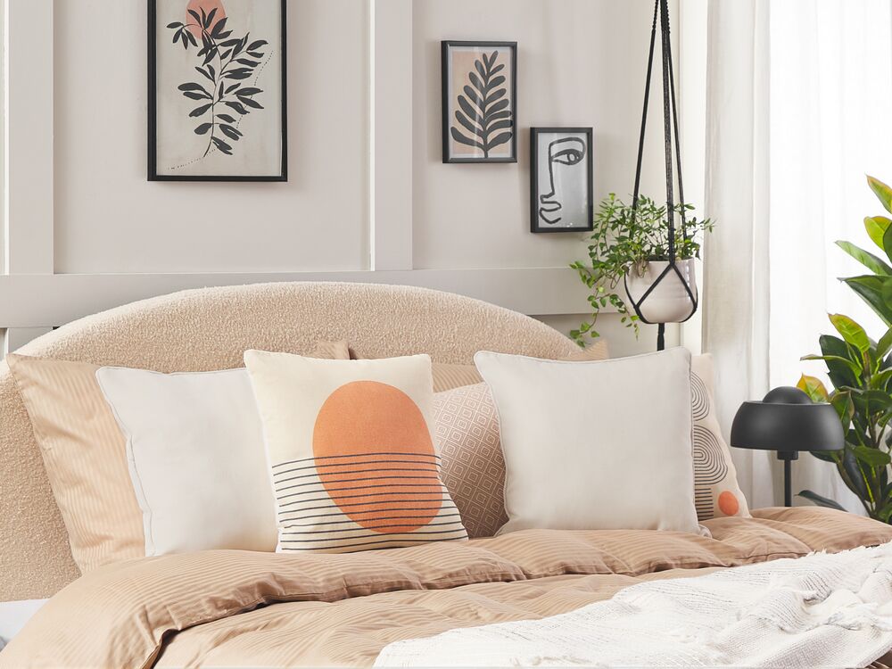 Set di 2 cuscini in tessuto bianco misto cotone e poliestere 45 x 45 cm decorativo morbido accessorio per la casa tinta unita