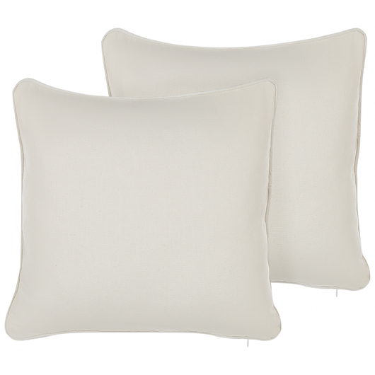 Set di 2 cuscini in tessuto bianco misto cotone e poliestere 45 x 45 cm decorativo morbido accessorio per la casa tinta unita