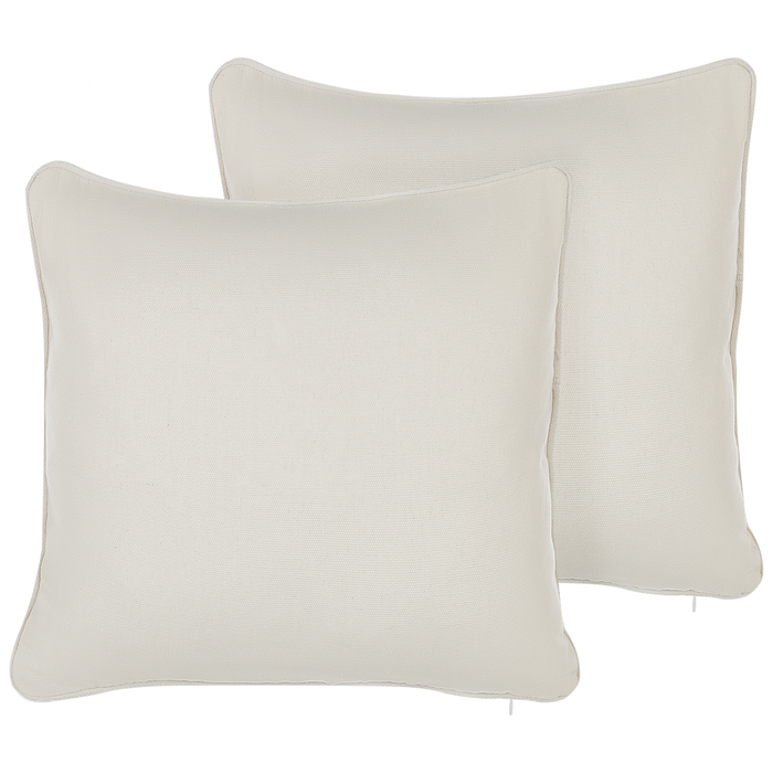 Set di 2 cuscini in tessuto bianco misto cotone e poliestere 45 x 45 cm decorativo morbido accessorio per la casa tinta unita