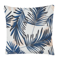 Set di 2 cuscini da esterno in poliestere blu 45 x 45 cm con motivo a foglia di palma da giardino e patio
