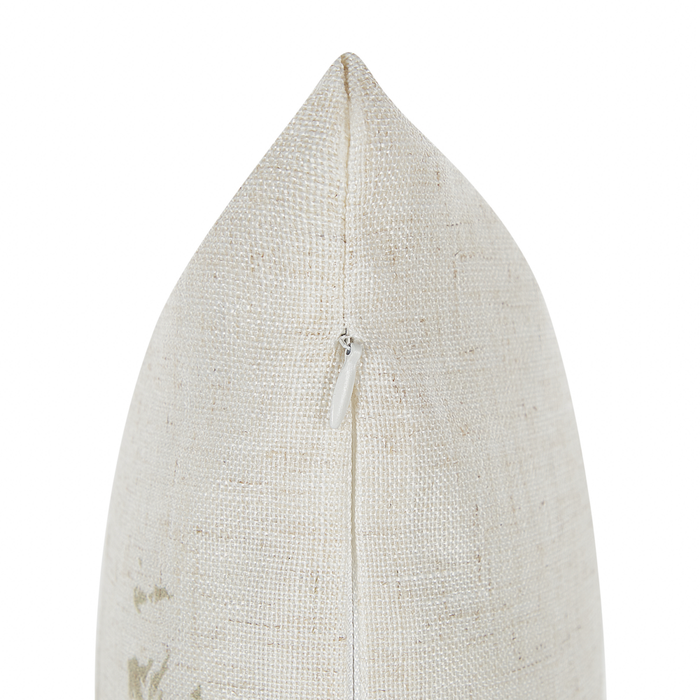 Set di 2 cuscini in misto poliestere beige 45 x 45 cm decorativo morbido accessorio per la casa foglia ricamata