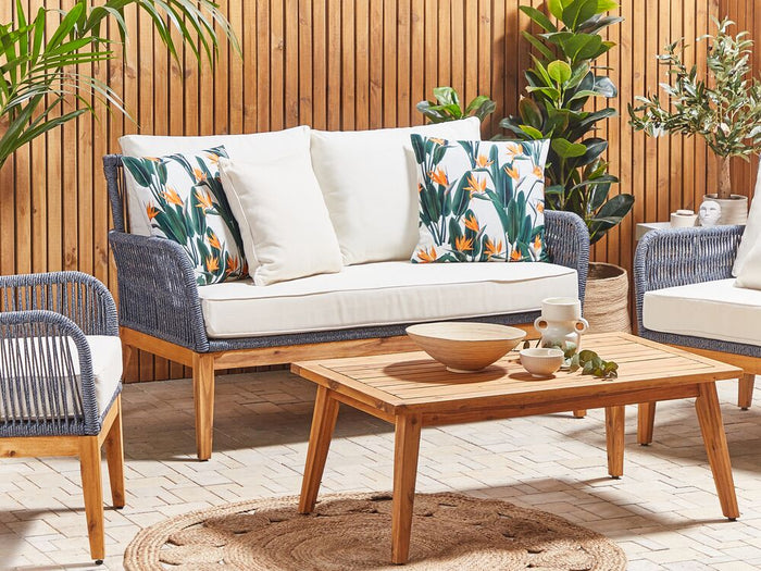 Set di 2 cuscini da esterno in poliestere verde 45 x 45 cm motivo floreale da giardino e patio