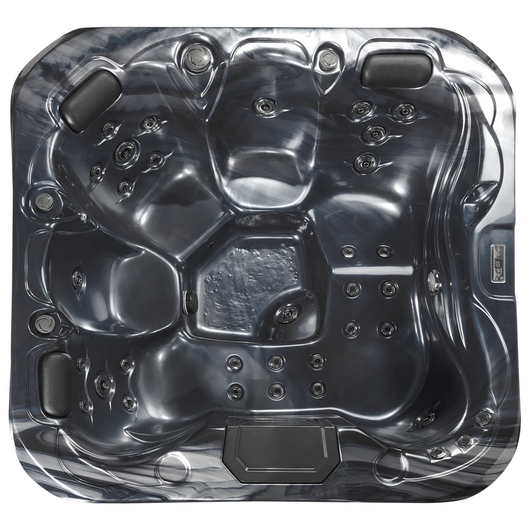 Vasca idromassaggio grigio acrilico 200 x 200 cm 31 getti esterno in alluminio con riscaldamento a LED