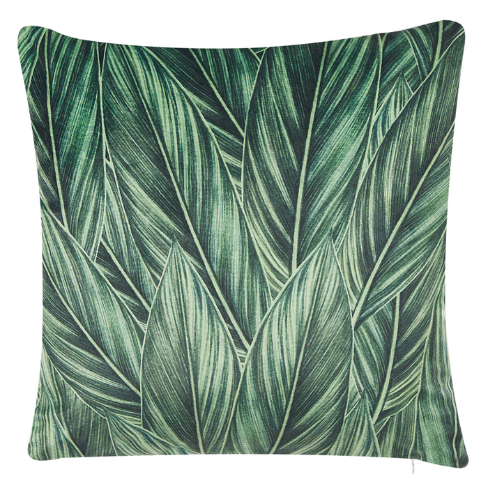 Set di 2 cuscini decorativi velluto verde 45 x 45 cm motivo a foglie Stampa floreale Cuscini sfoderabili Chiusura lampo boho moderno