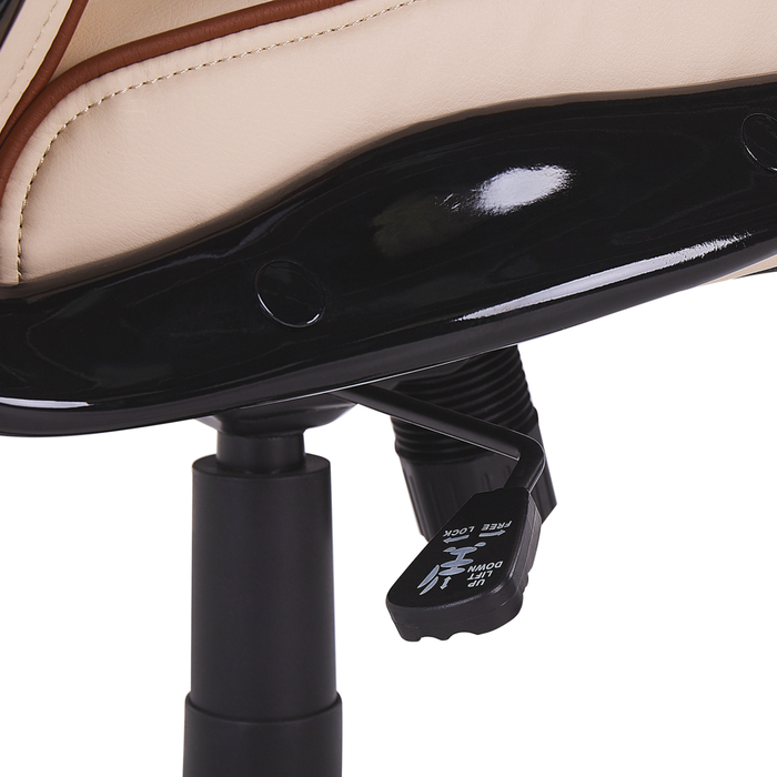 Sedia Direzionale Beige Rivestimento In Ecopelle Girevole Regolabile In Altezza Design Moderno Con Ruote