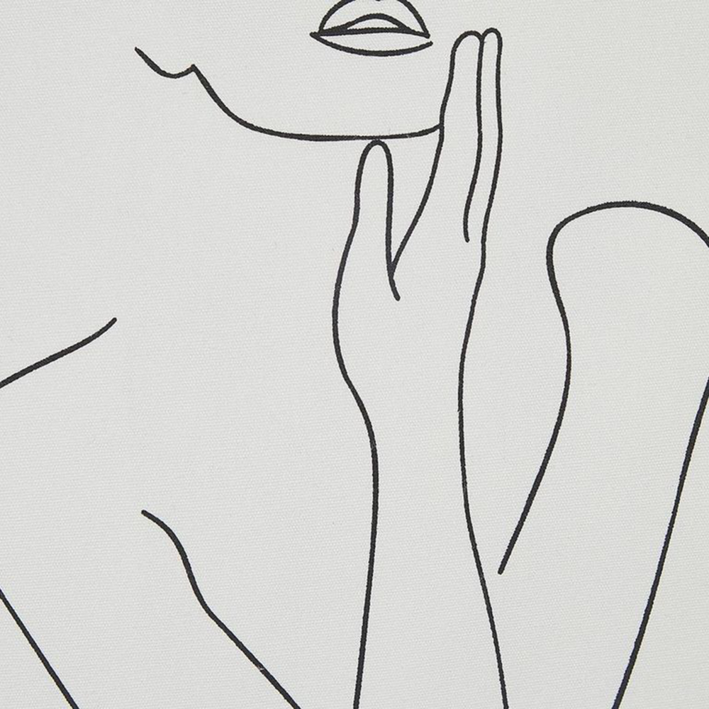 Set di 2 cuscini decorativi in cotone bianco 45 x 45 cm corpo femminile linea arte stampa cuscini sfoderabili chiusura con cerniera moderna