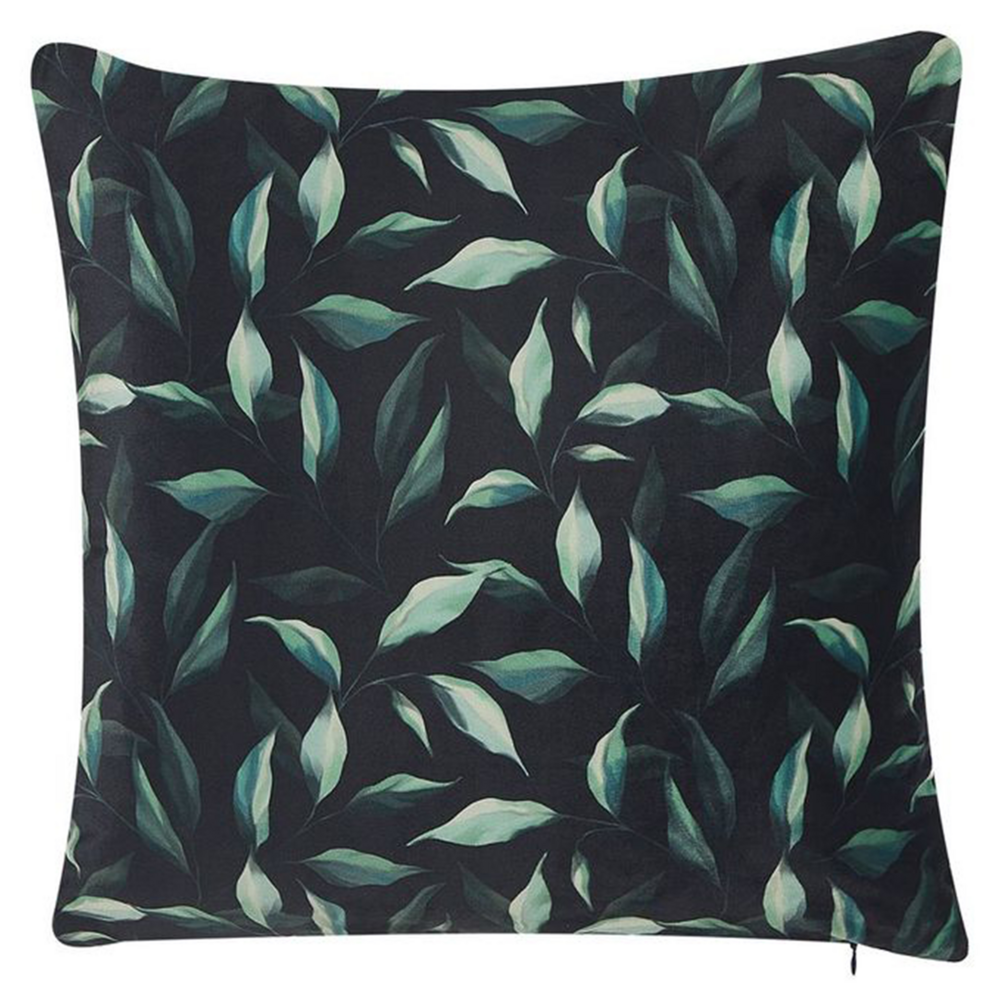 Set di 2 cuscini decorativi nero e Verde 45 x 45 cm motivo Foglia Cuscini decorativi federe rimovibili Chiusura con Cerniera Stile moderno