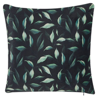 Set di 2 cuscini decorativi nero e Verde 45 x 45 cm motivo Foglia Cuscini decorativi federe rimovibili Chiusura con Cerniera Stile moderno