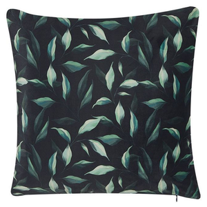 Set di 2 cuscini decorativi nero e Verde 45 x 45 cm motivo Foglia Cuscini decorativi federe rimovibili Chiusura con Cerniera Stile moderno