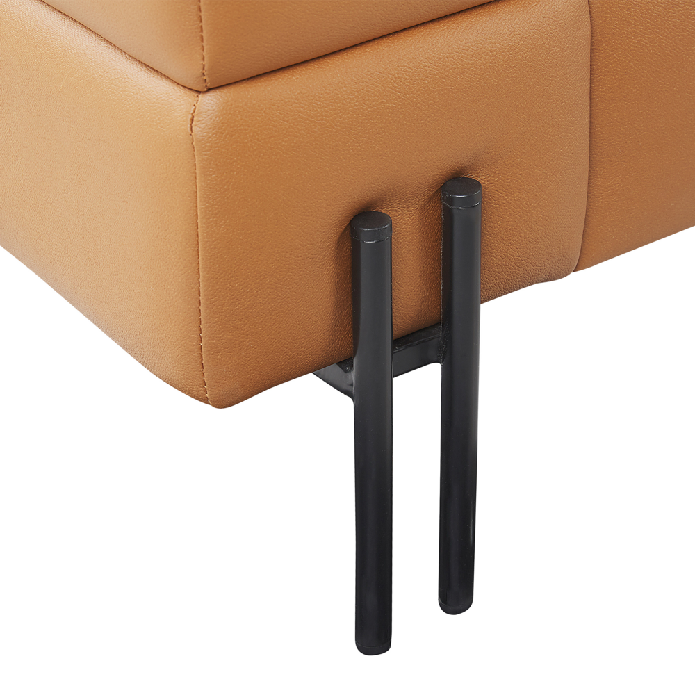 Divano Marrone Ecopelle Gambe In Metallo 3 Posti Design Moderno Mobili Soggiorno Moderni