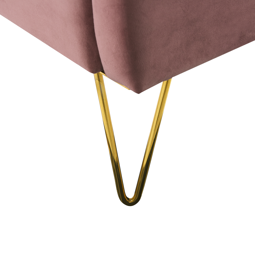 Letto con rete in velluto rosa 160 x 200 cm gambe in metallo testata retro capitonné