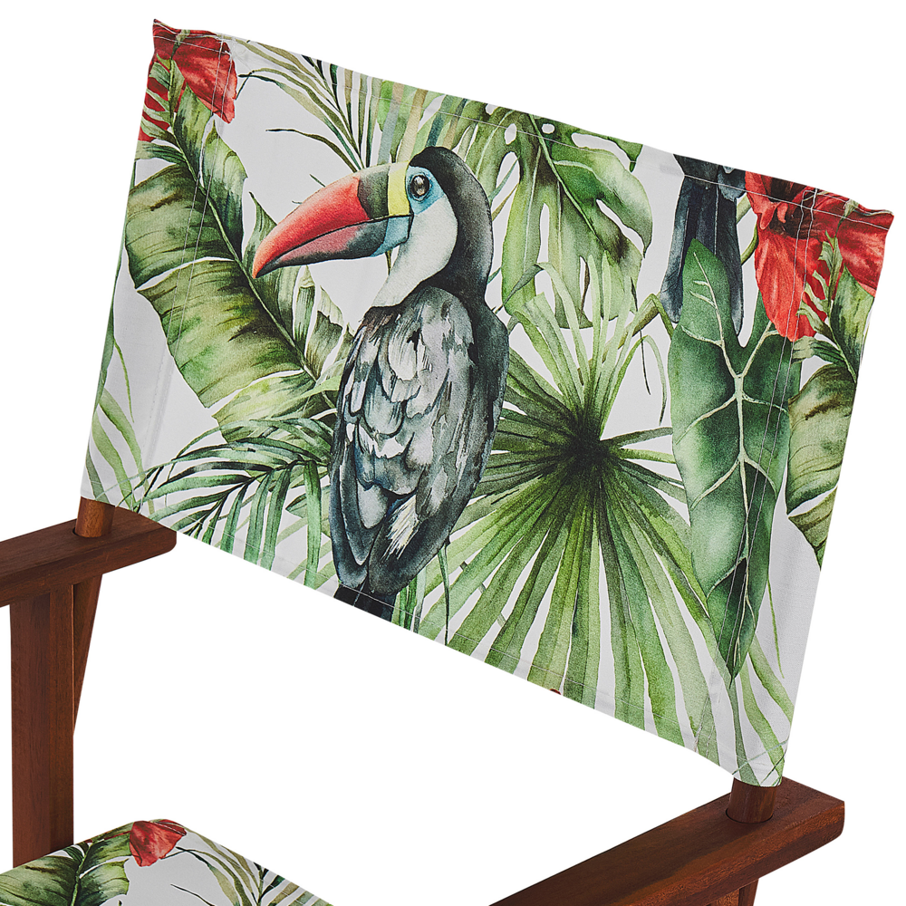 Set di 2 sedie da regista da giardino in legno scuro con tessuto di ricambio in tessuto di acacia grigio con 2 Tele intercambiabili