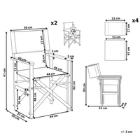 Set di 2 sedie da regista da giardino in legno chiaro con tessuto di ricambio in tessuto acacia bianco sporco con 2 Tele intercambiabili