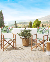 Set di 2 sedie da regista da giardino in legno chiaro con tessuto di ricambio in tessuto acacia bianco sporco con 2 Tele intercambiabili