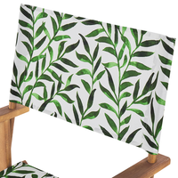 Set di 2 sedie da regista da giardino in legno chiaro con foglie di acacia grigie modello tessuto sostitutivo pieghevole con 2 Tele intercambiabili