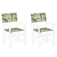 Set di 2 Teli Sostitutivi Motivo foglie Tropicali verde e bianco per Sedie da esterno schienale e sedile con imbracatura